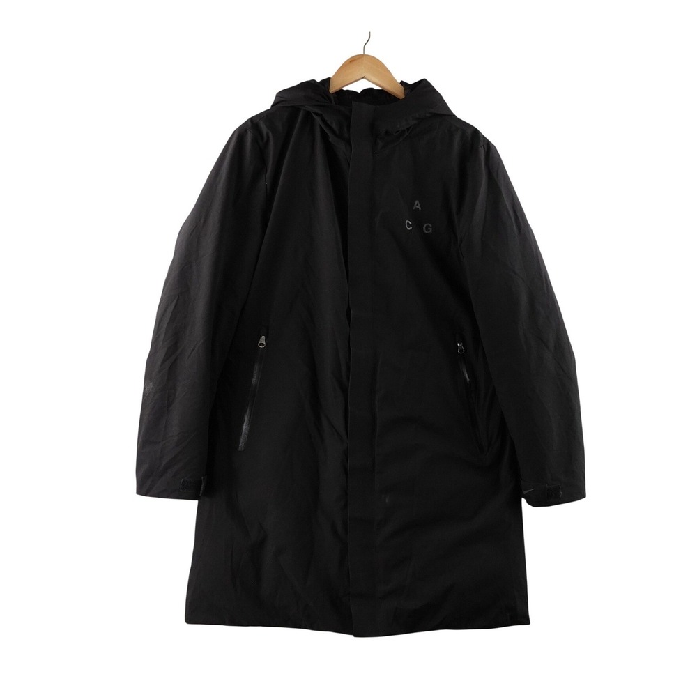 Nike ACG‎ LAB Trench Coat Gore Tex Black Men's Size L Waterproof Hooded